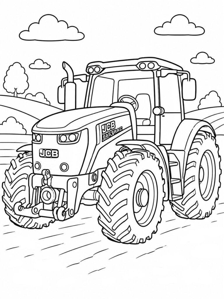 Coloriage tracteur JCB Fastrac