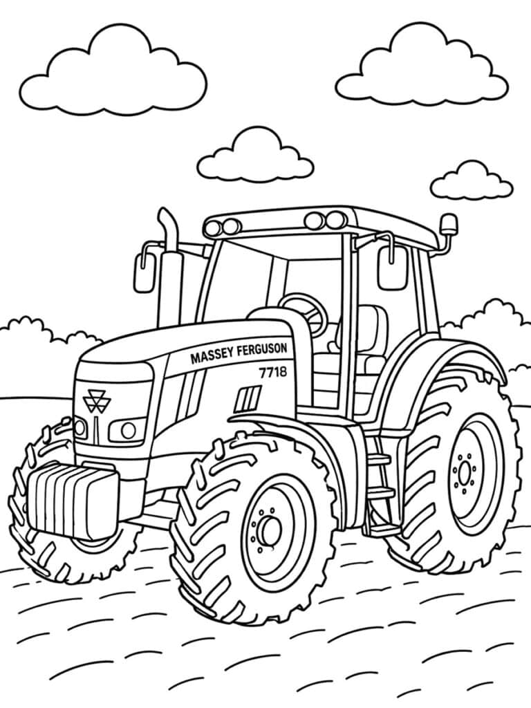 Coloriage tracteur Massey Ferguson