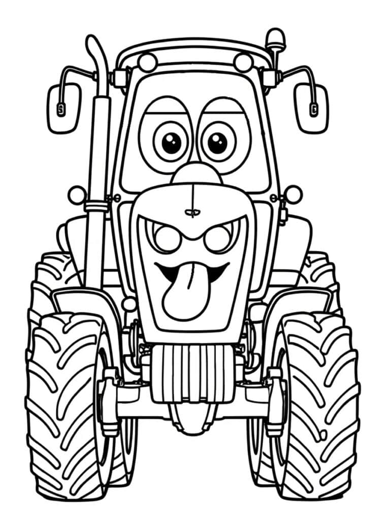 coloriage tracteur rigolo
