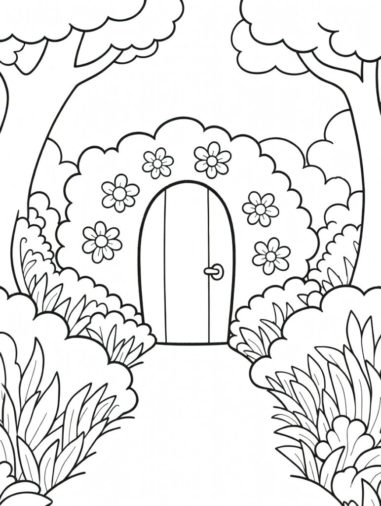 coloriage jardin anglais
