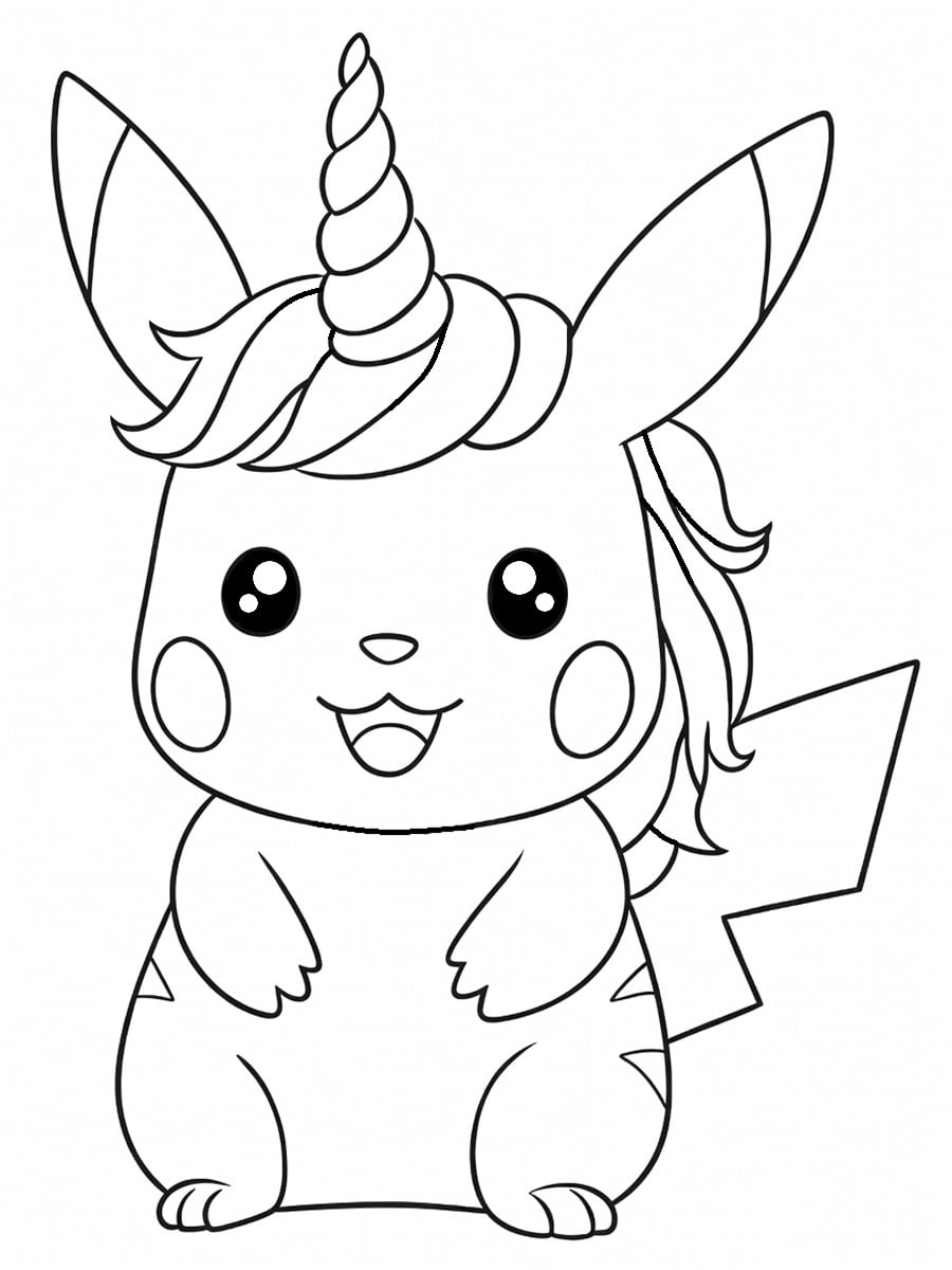 Coloriage Pikachu licorne
