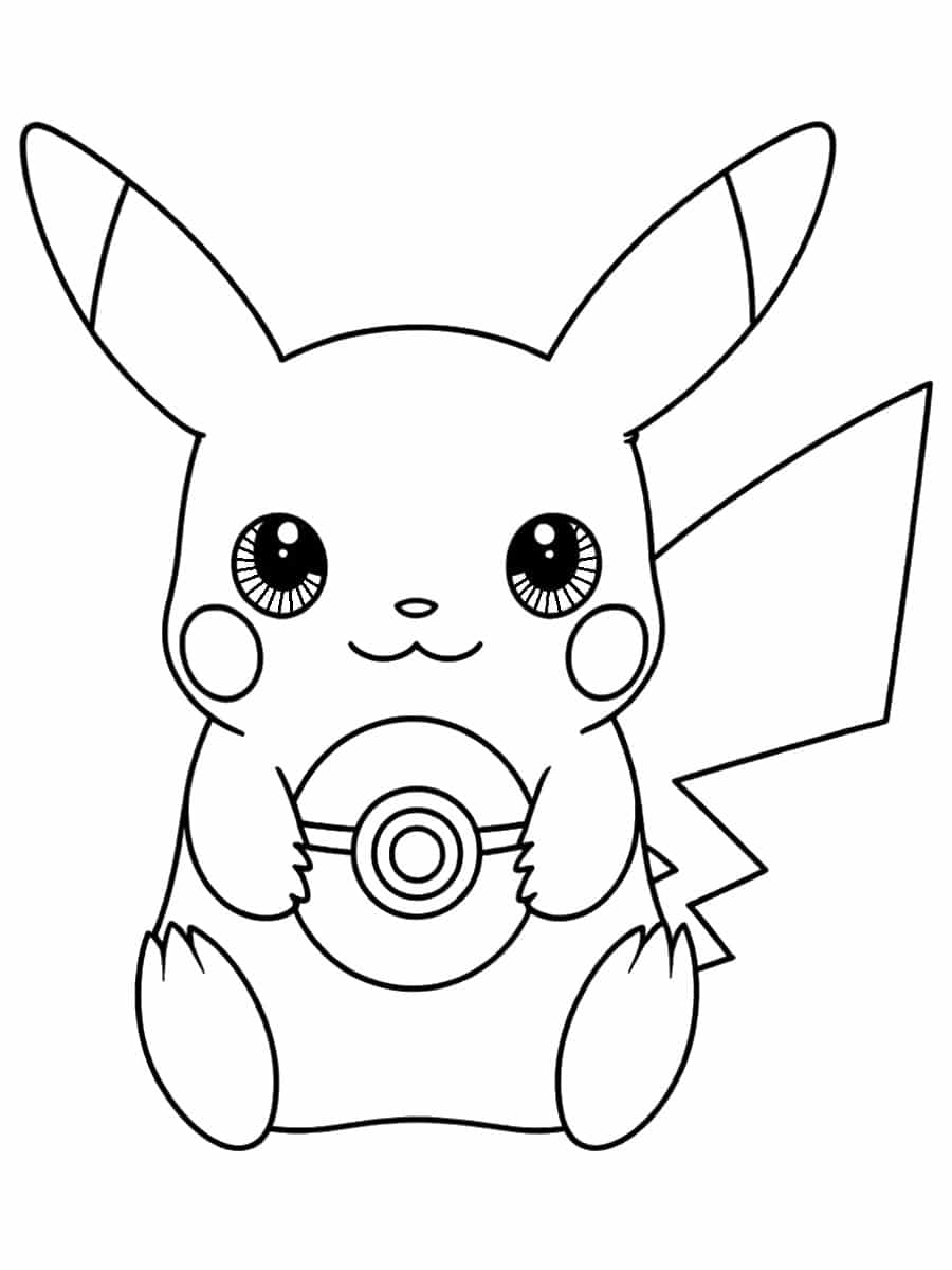 Coloriage Pikachu et Poké Ball