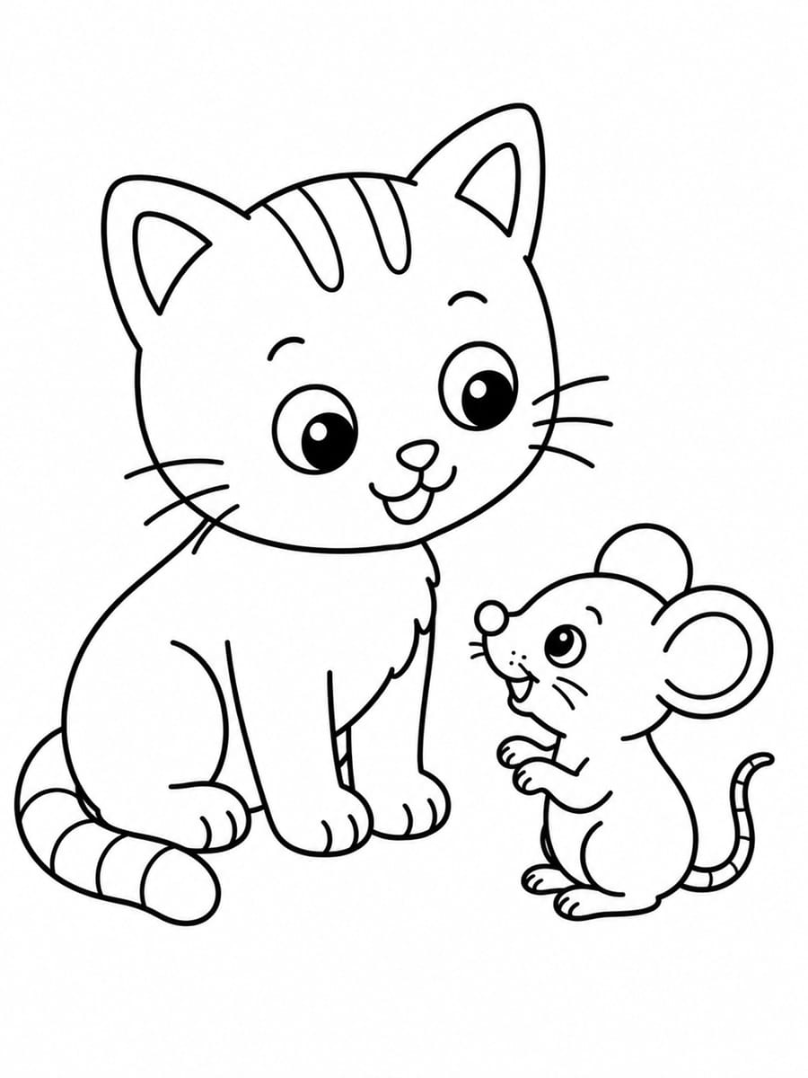 Coloriage chat souris