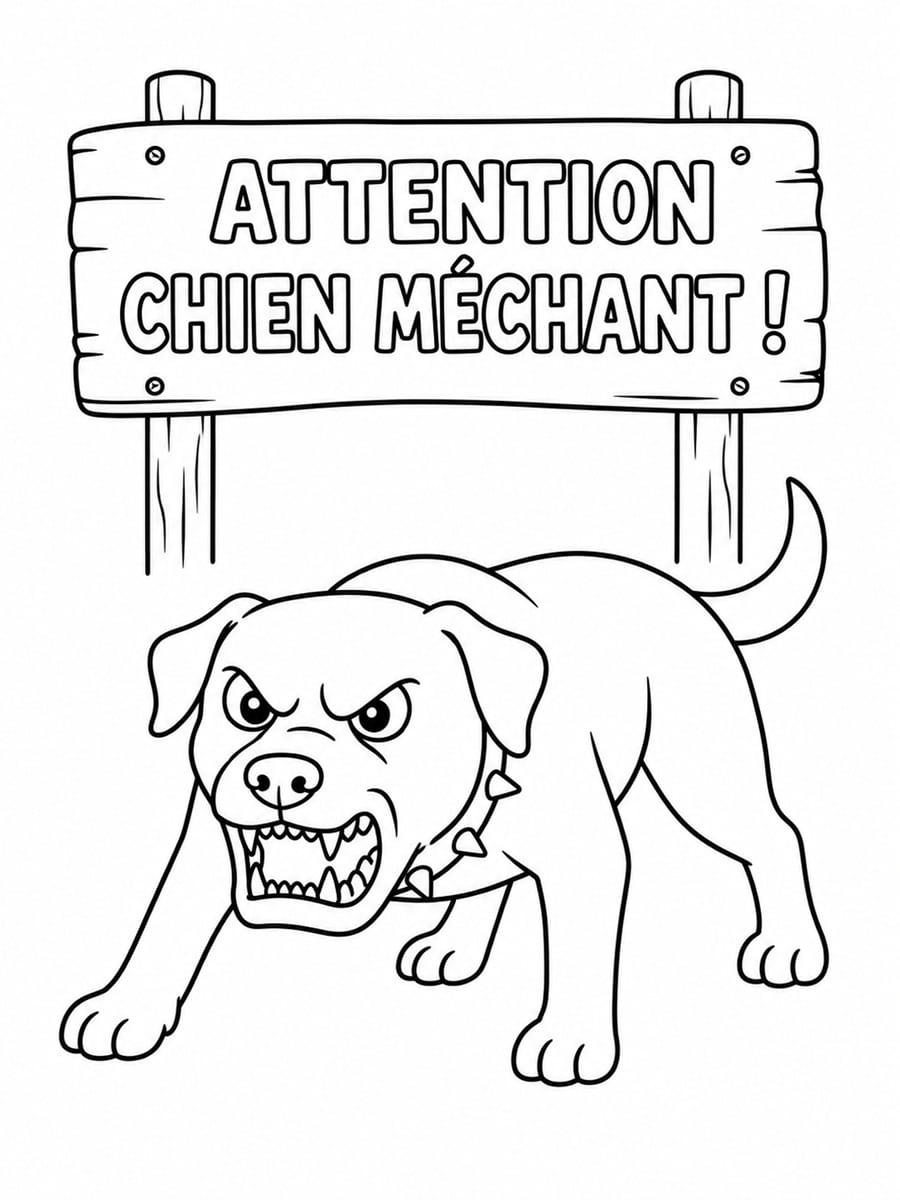 Coloriage chien méchant