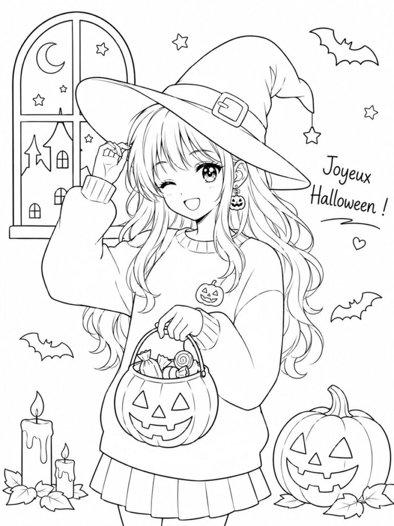 Coloriage ado Halloween