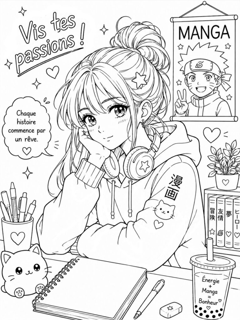 Ado manga Coloriage ado manga