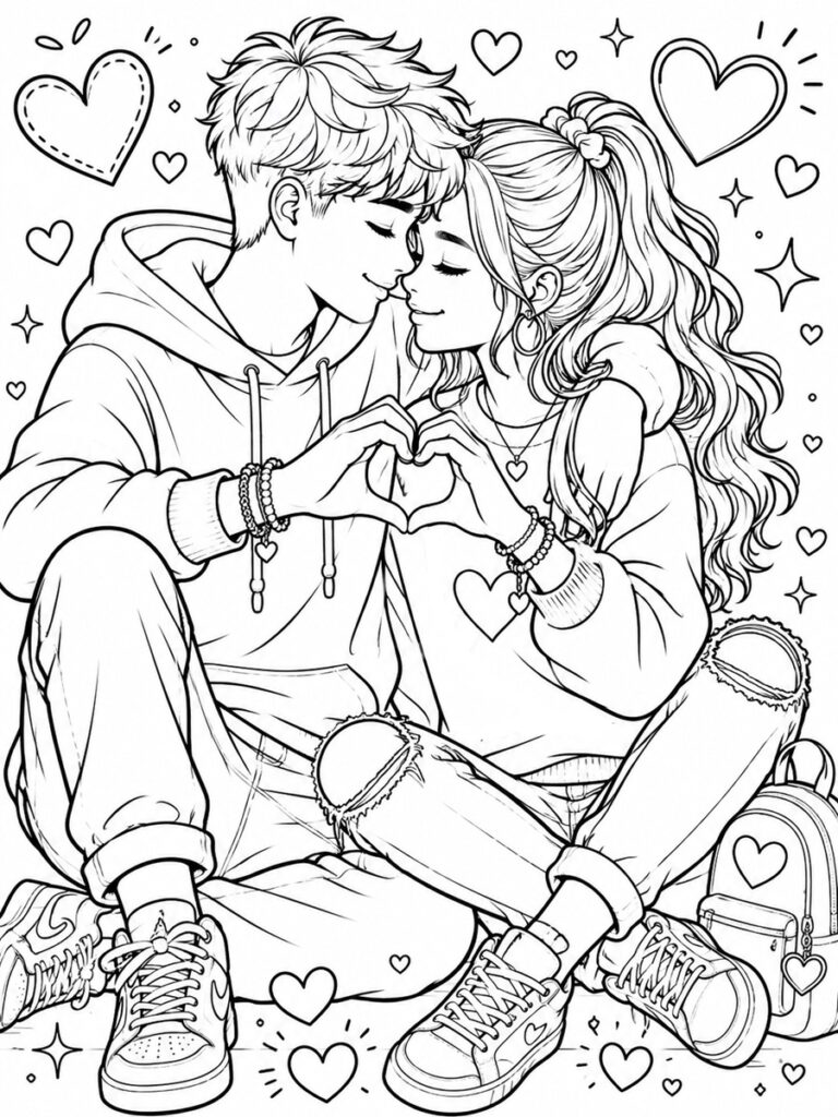 Amoureux ado Coloriage amoureux ado