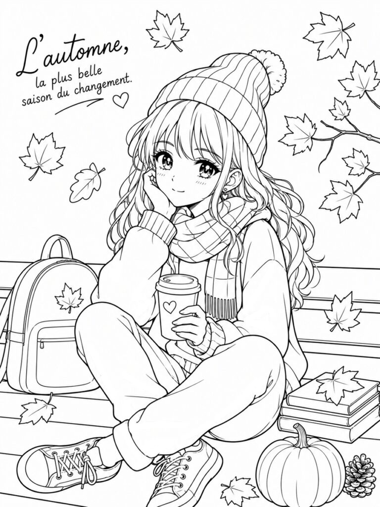 Automne ado Coloriage automne ado