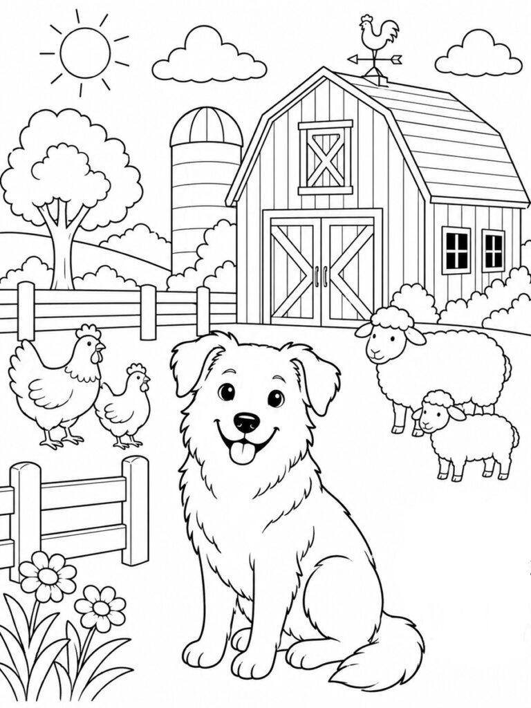 Coloriage chien de ferme