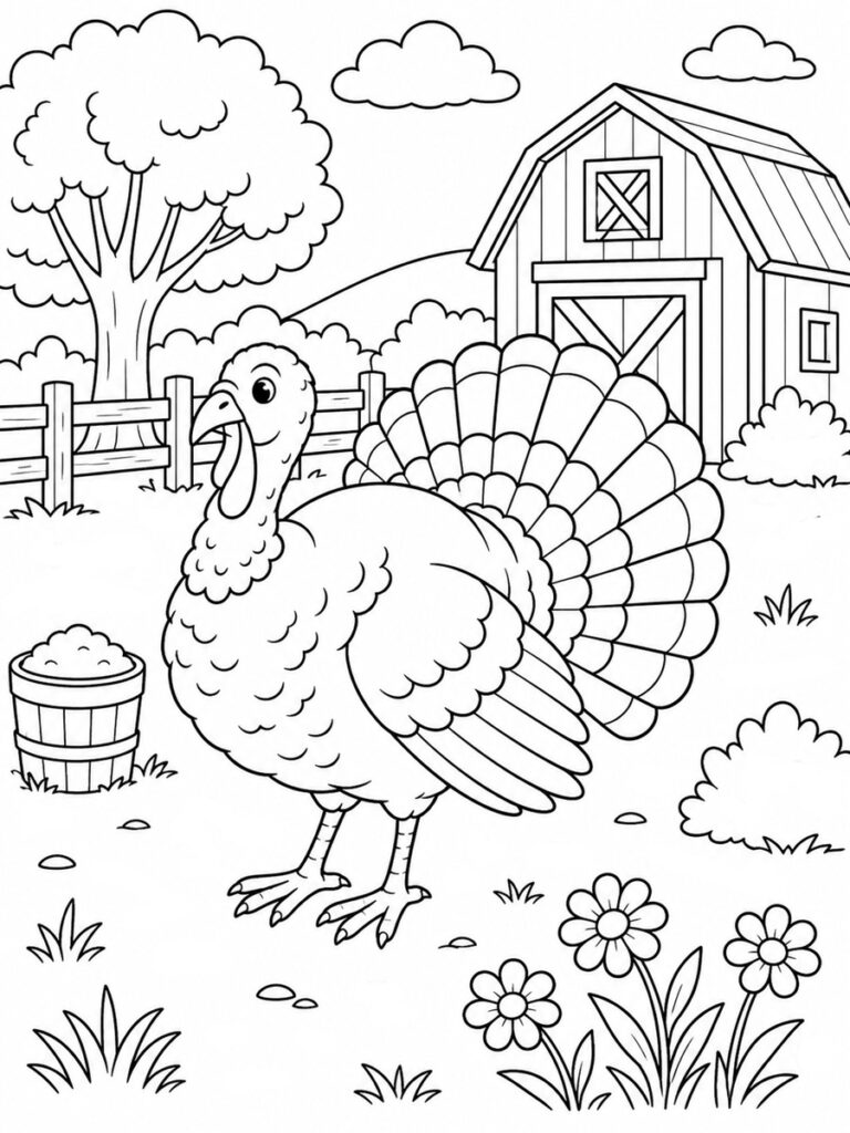 Coloriage dindon de ferme