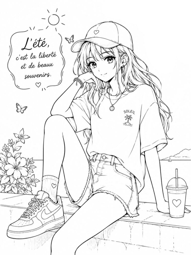Coloriage été ado