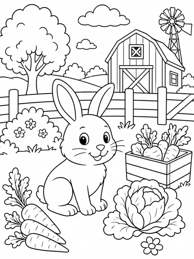 Coloriage lapin de ferme
