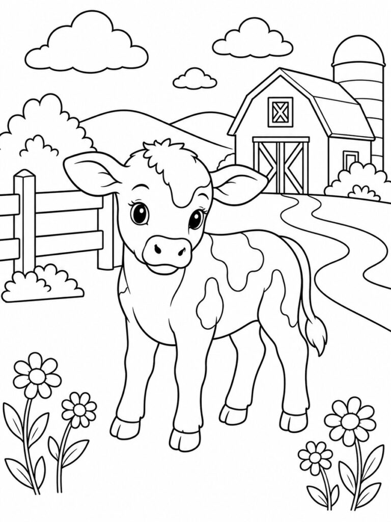 Veau de ferme Coloriage veau de ferme