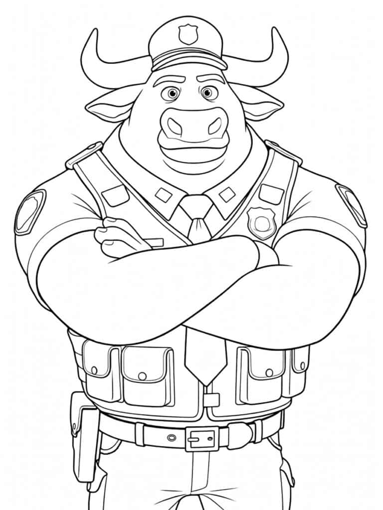 Coloriage Zootopie Chef Bogo