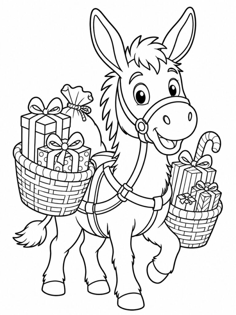 Coloriage âne de Saint-Nicolas