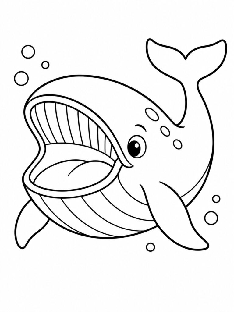Coloriage baleine bouche ouverte