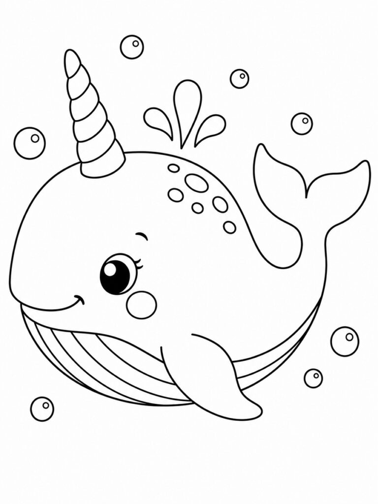 Coloriage baleine licorne