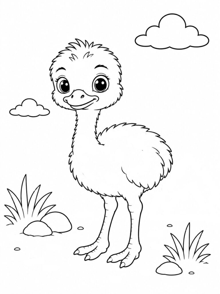 Coloriage bébé autruche