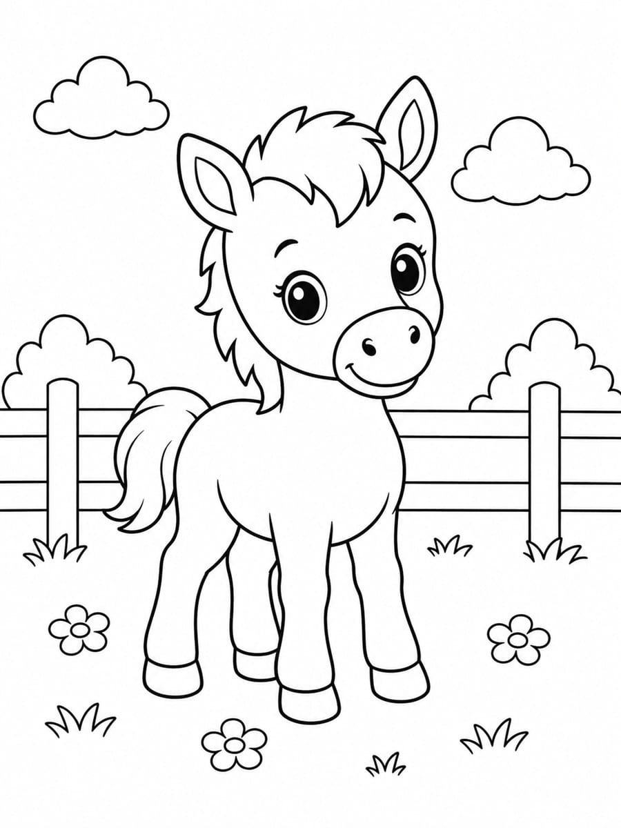 Coloriage cheval bébé