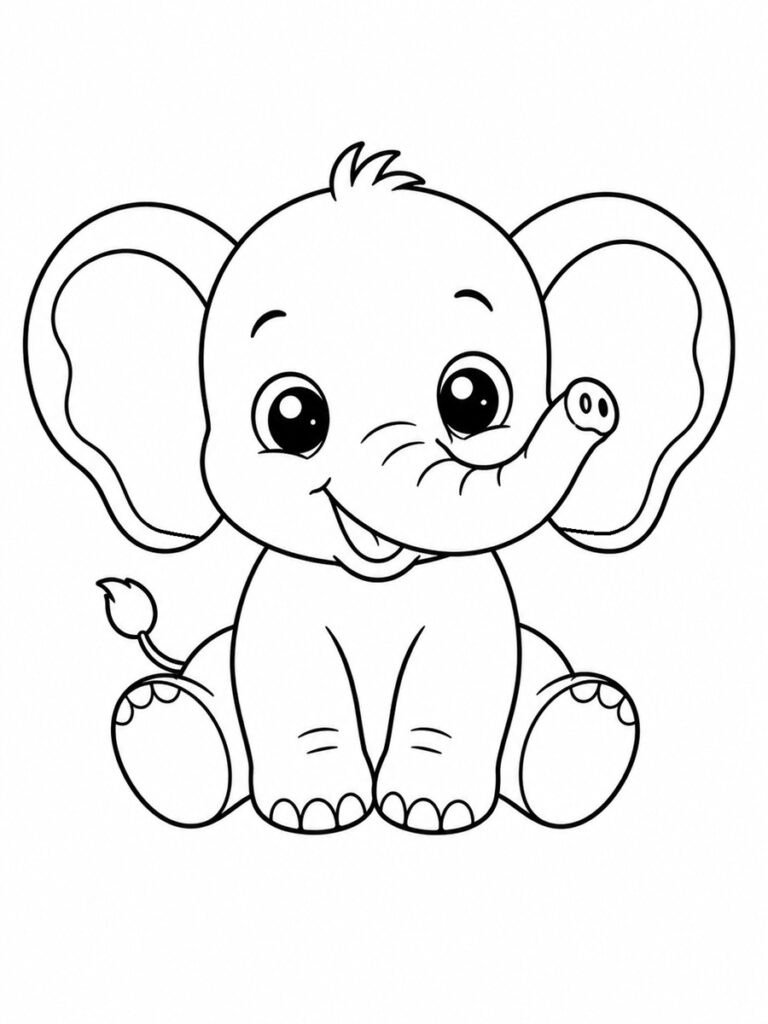 Bébé éléphant Coloriage bébé éléphant