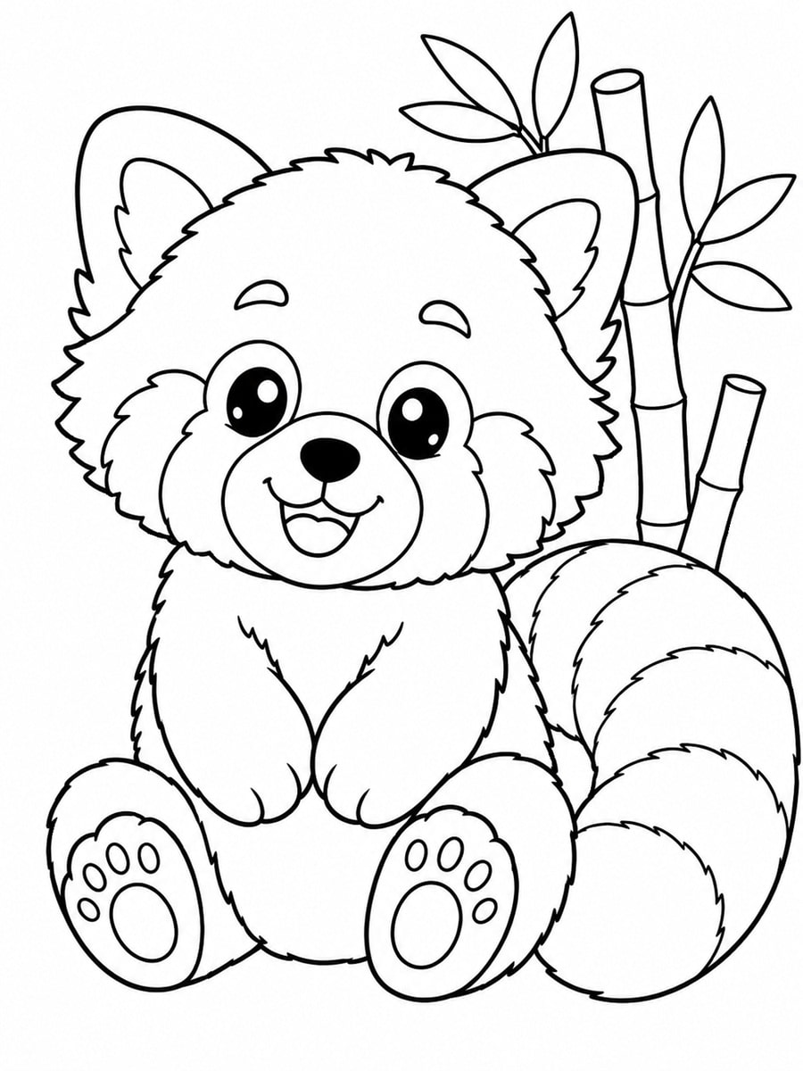 Coloriage panda roux bébé