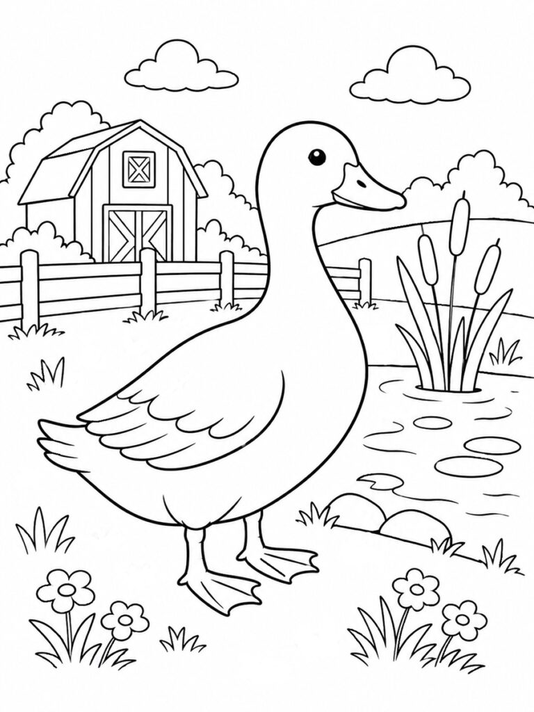 Coloriage canard de ferme