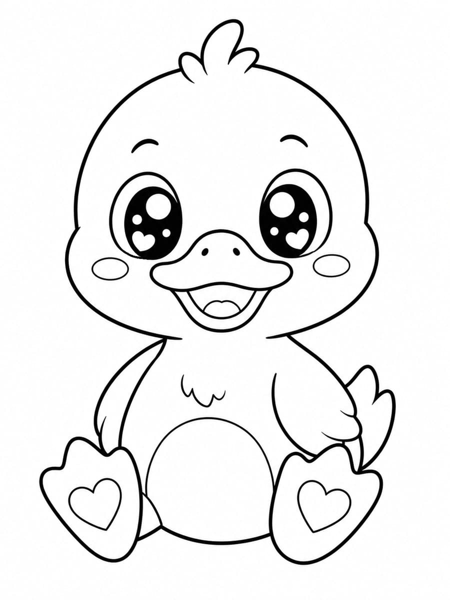 Coloriage canard kawaii