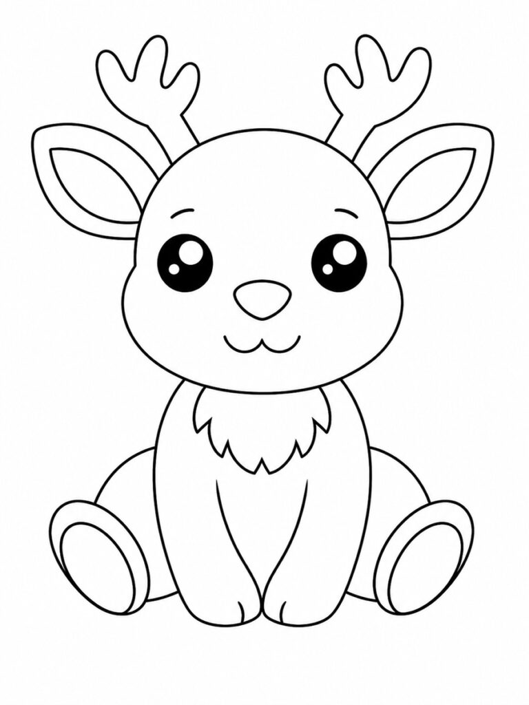 Coloriage cerf kawaii