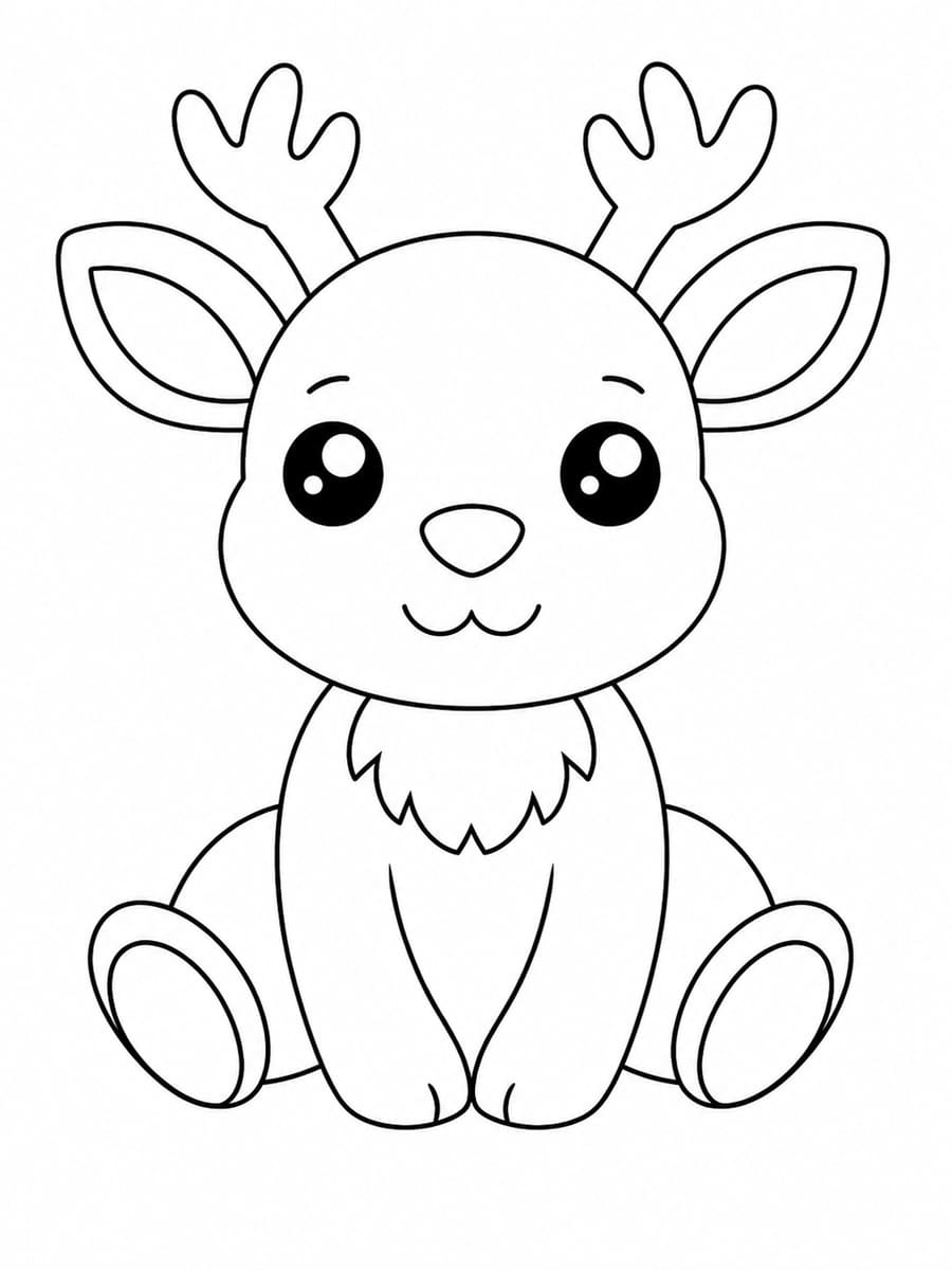 Coloriage cerf kawaii