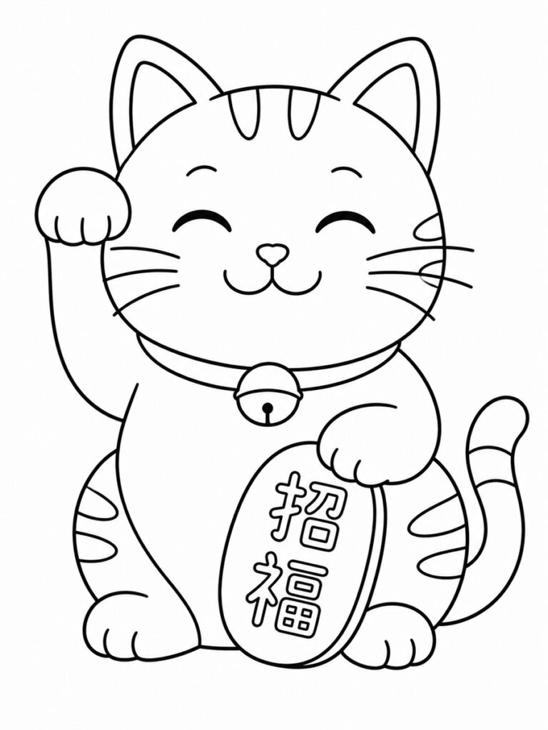 Coloriage chat chinois