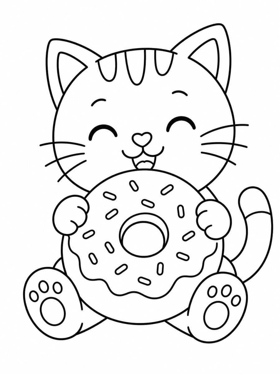 Coloriage chat donut