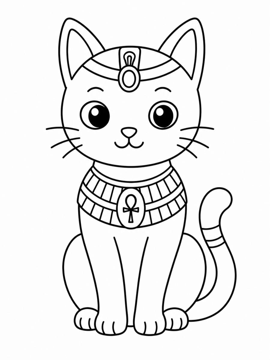 Coloriage chat égyptien
