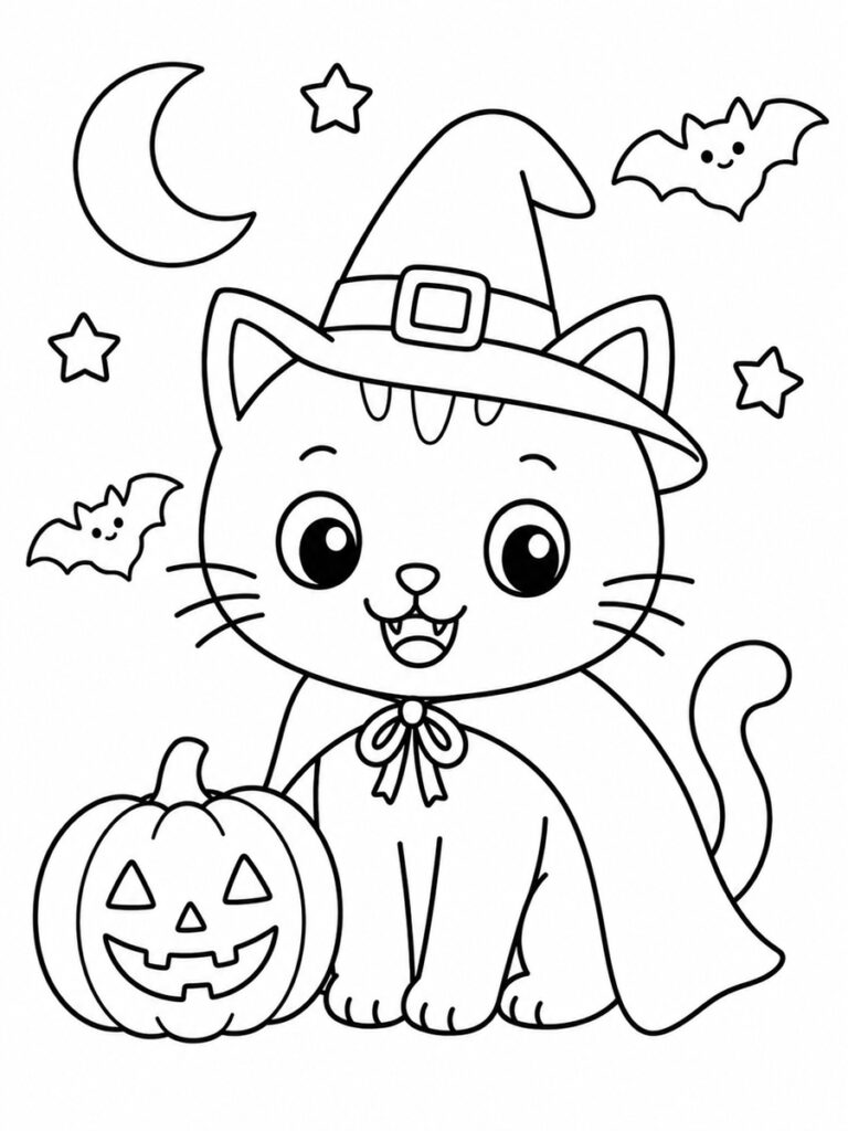 Coloriage chat Halloween