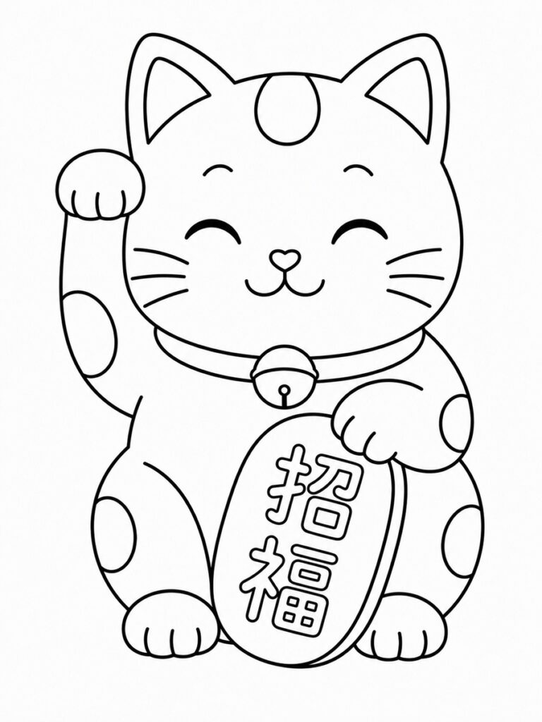 Coloriage chat japonais