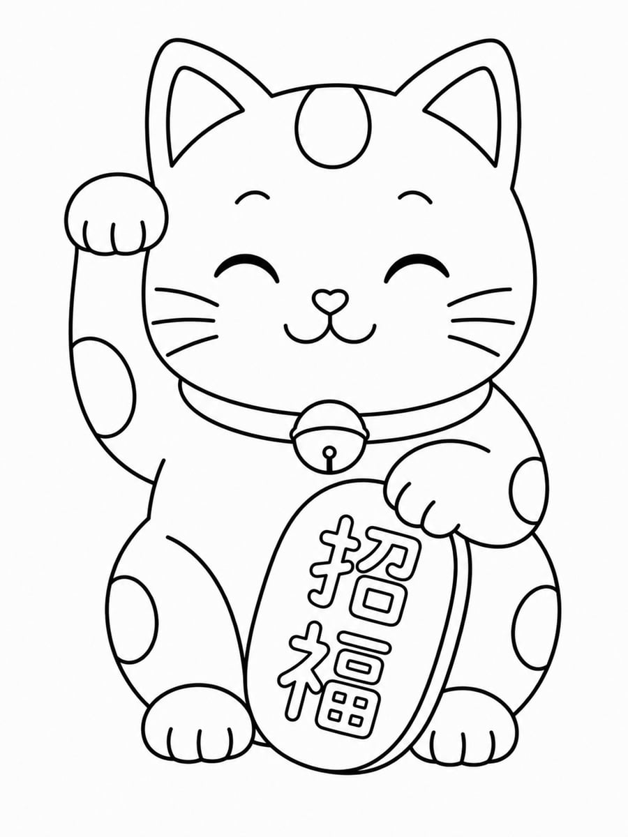 Coloriage chat japonais