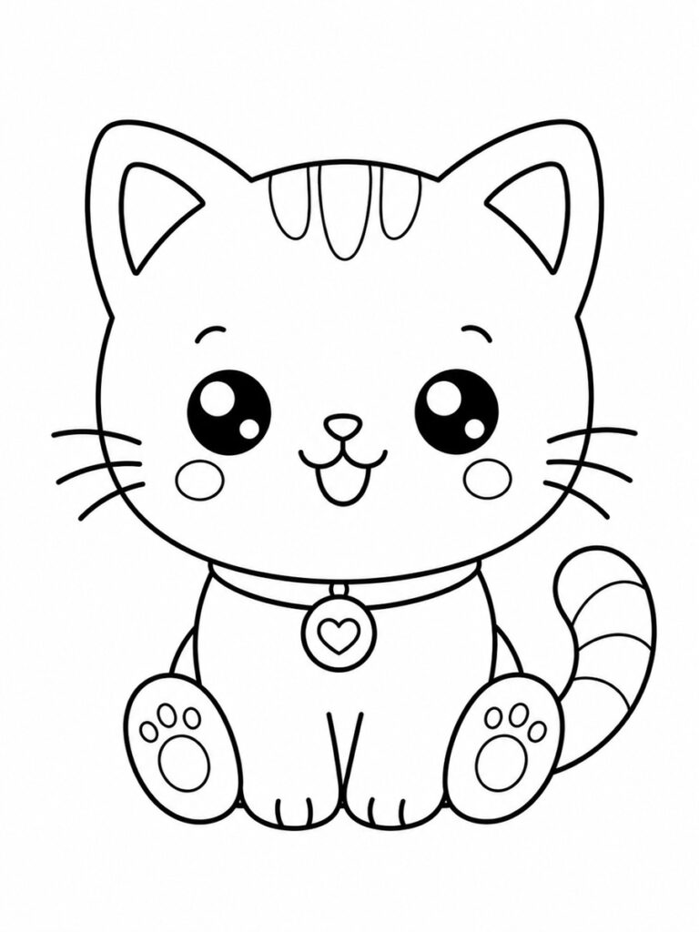 Chat kawaii Coloriage chat