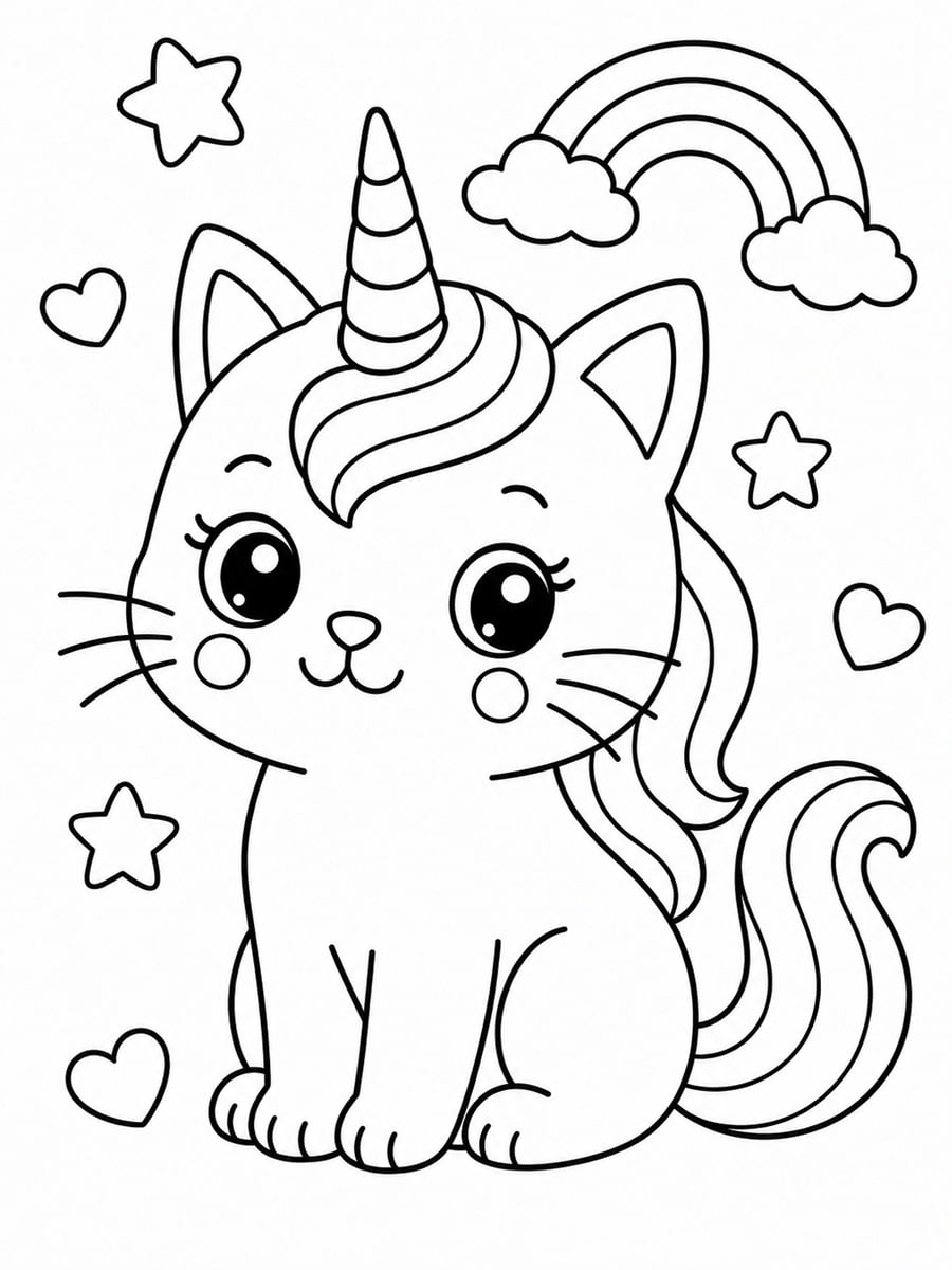 Coloriage chat licorne