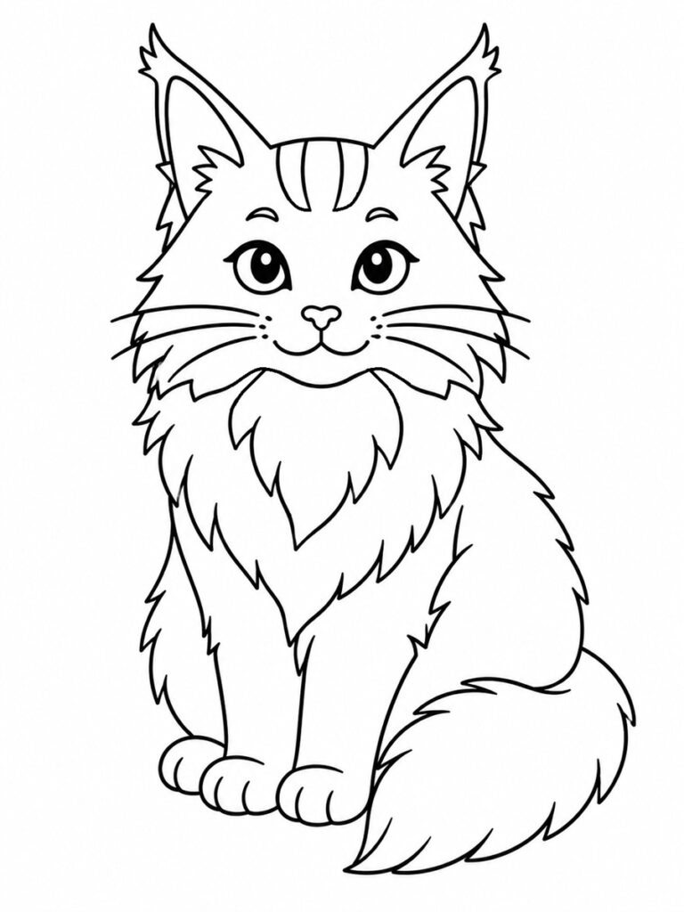 Chat Maine Coon Coloriage chat Maine Coon