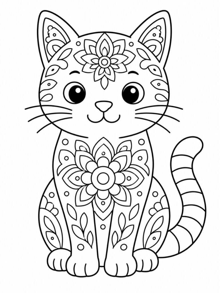 Coloriage chat mandala