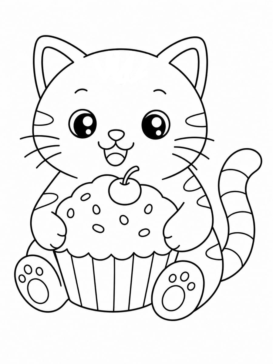 Coloriage chat muffin