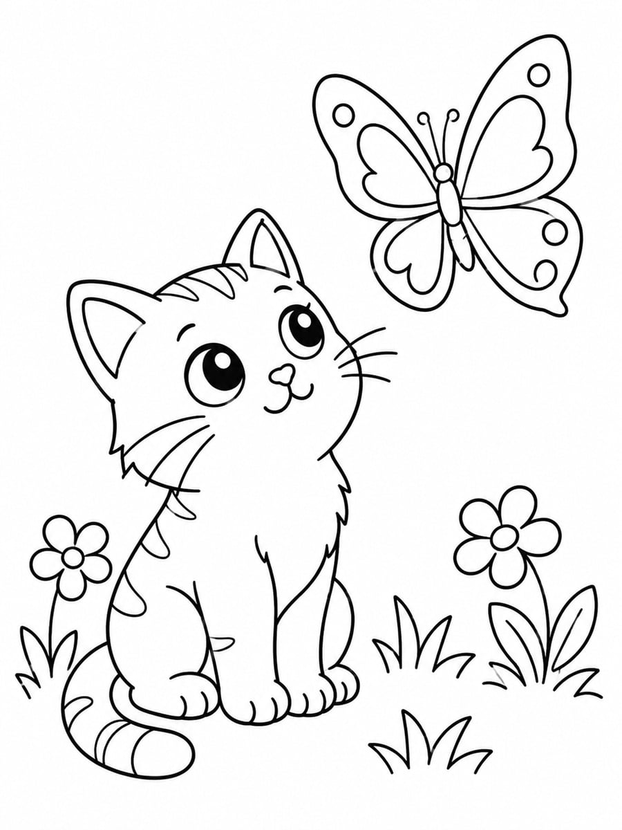 Coloriage chat papillon