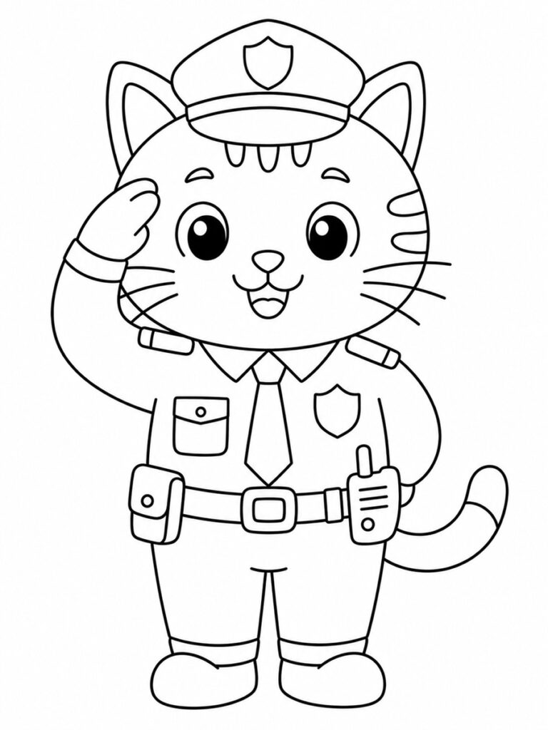 Coloriage chat policier