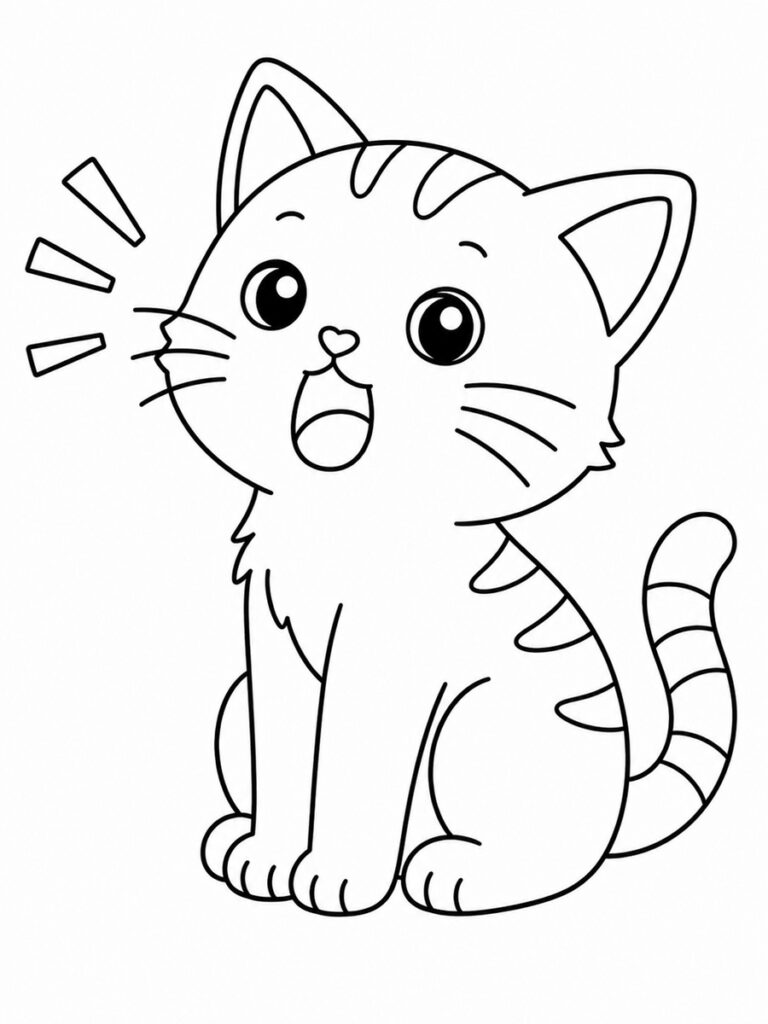 Coloriage chat qui miaule