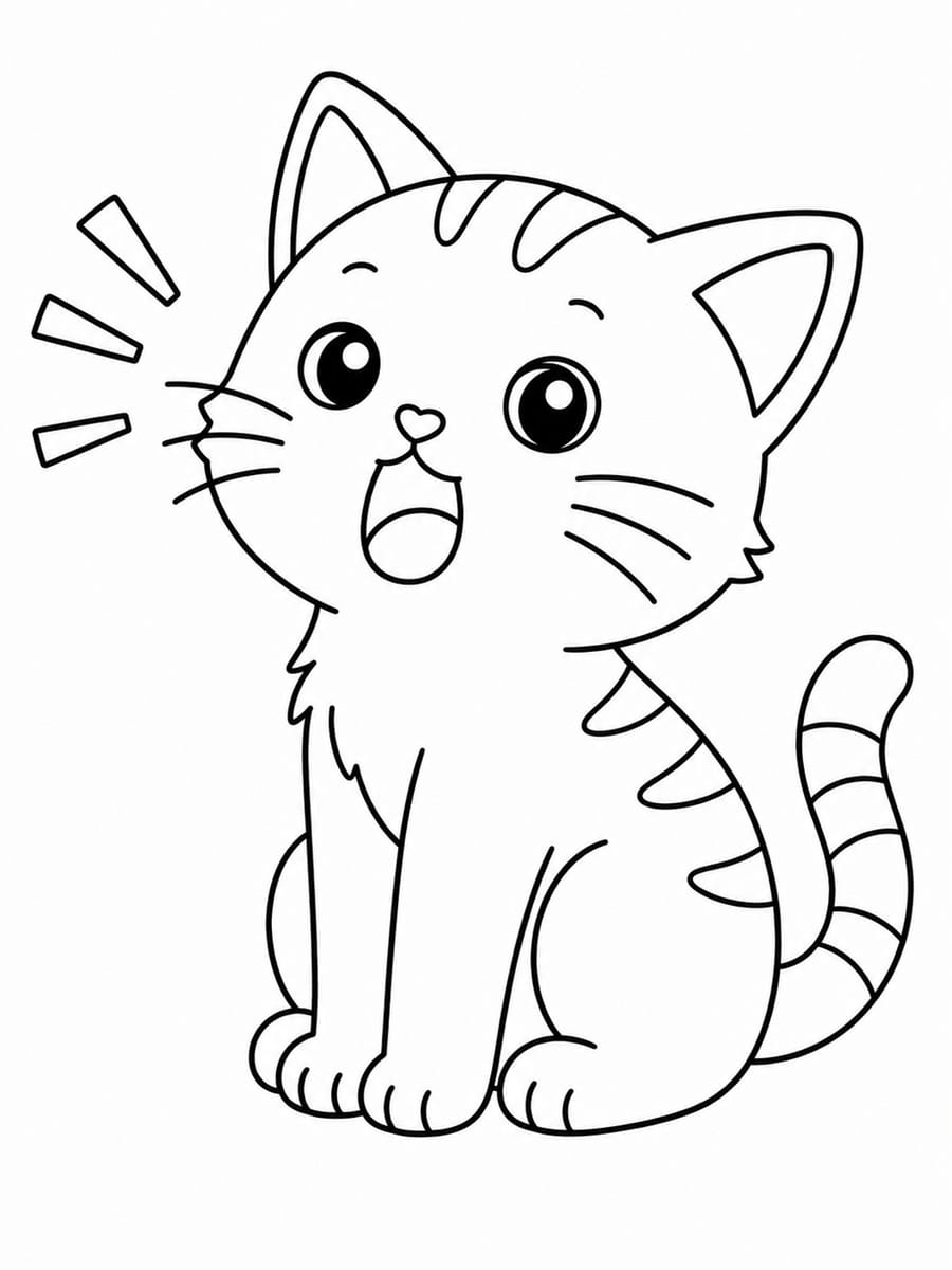 Coloriage chat qui miaule