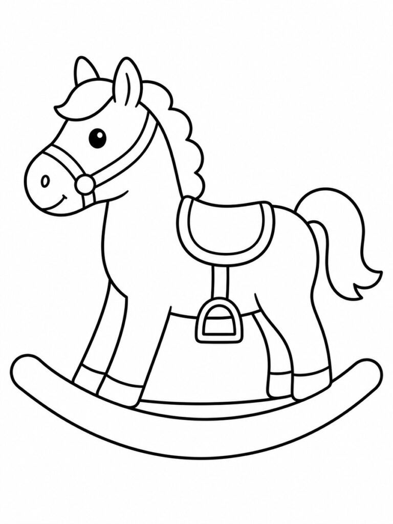 Coloriage cheval à bascule