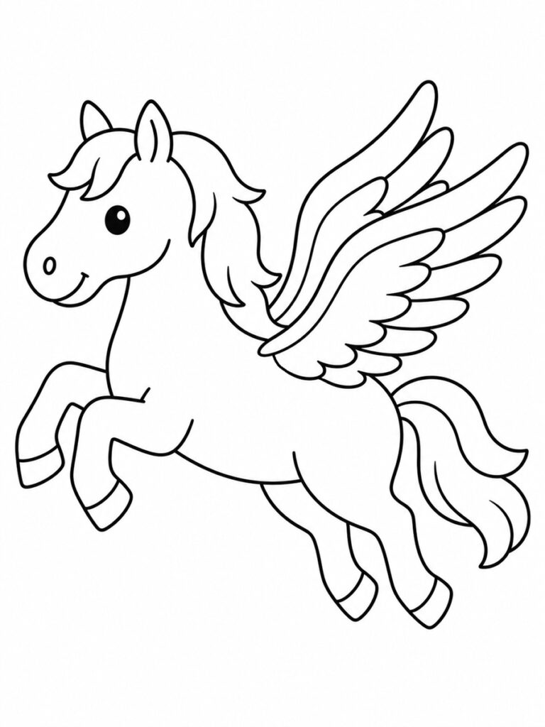 Coloriage cheval ailé