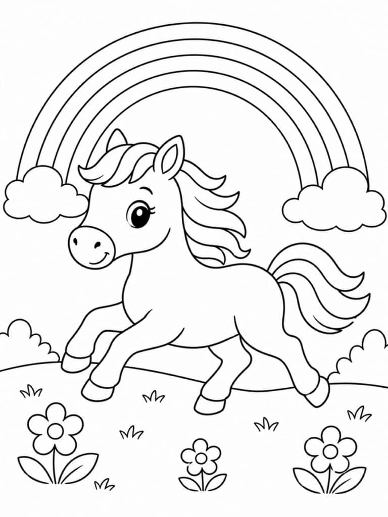 Cheval arc-en-ciel Coloriage cheval arc-en-ciel
