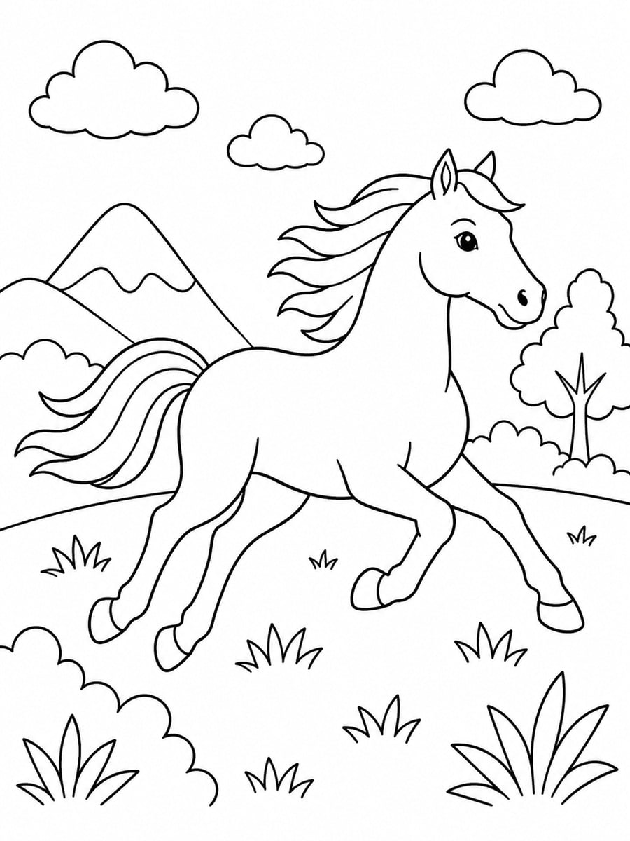 Coloriage cheval au galop