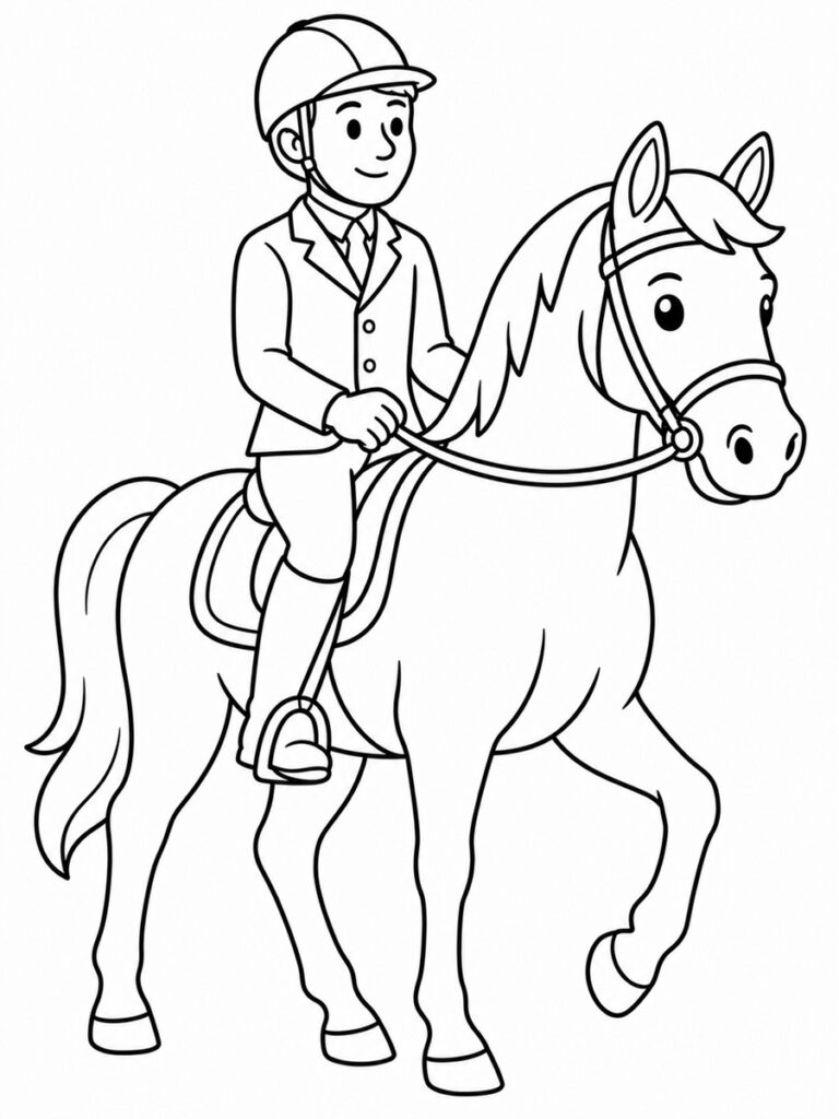 Cheval avec cavalier Coloriage cheval avec un cavalier