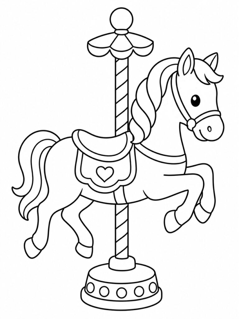 Coloriage cheval carrousel
